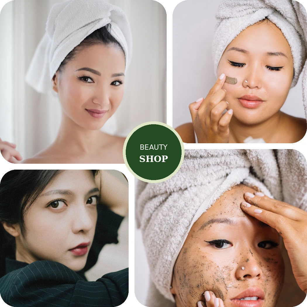 Kolase empat foto stok perawatan diri; bukan tim atau pelanggan Beauty Shop